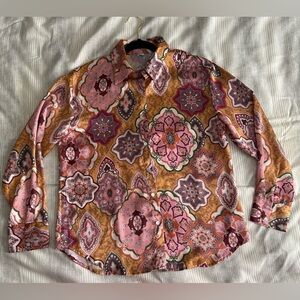 Women Colorful Patterned Button-Up Shirt